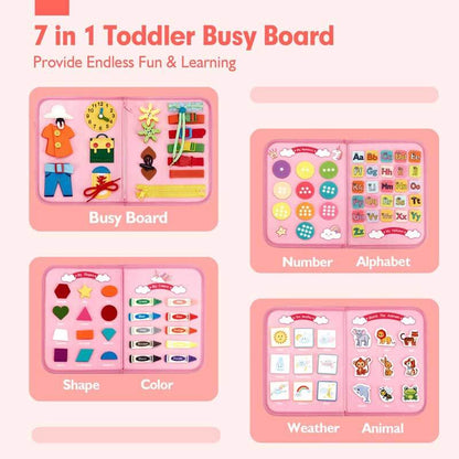 Close-up of a colorful felt learning board toy for toddlers, engaging educational activities