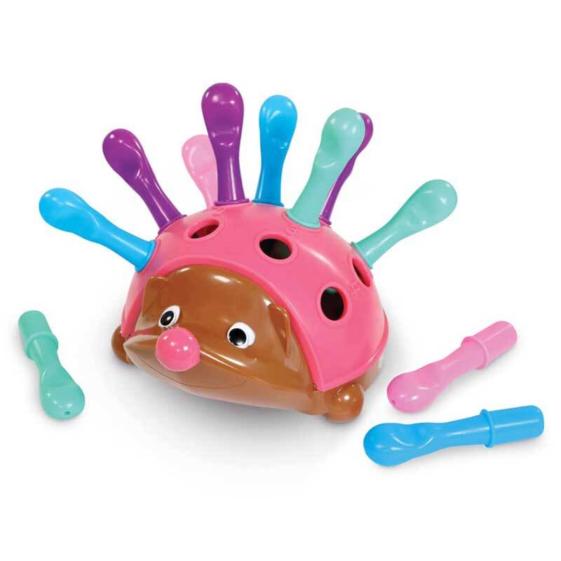 Close-up of Hedgehog educational toy, showing quills for toddler fine motor practice