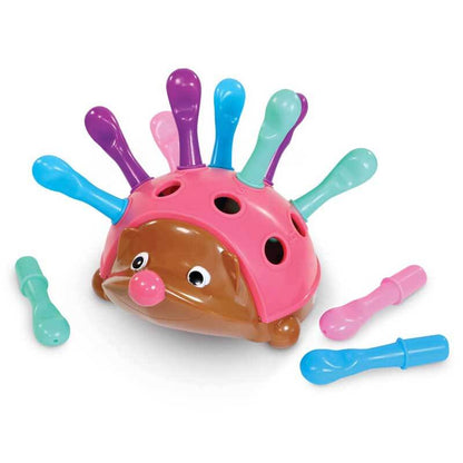 Close-up of Hedgehog educational toy, showing quills for toddler fine motor practice