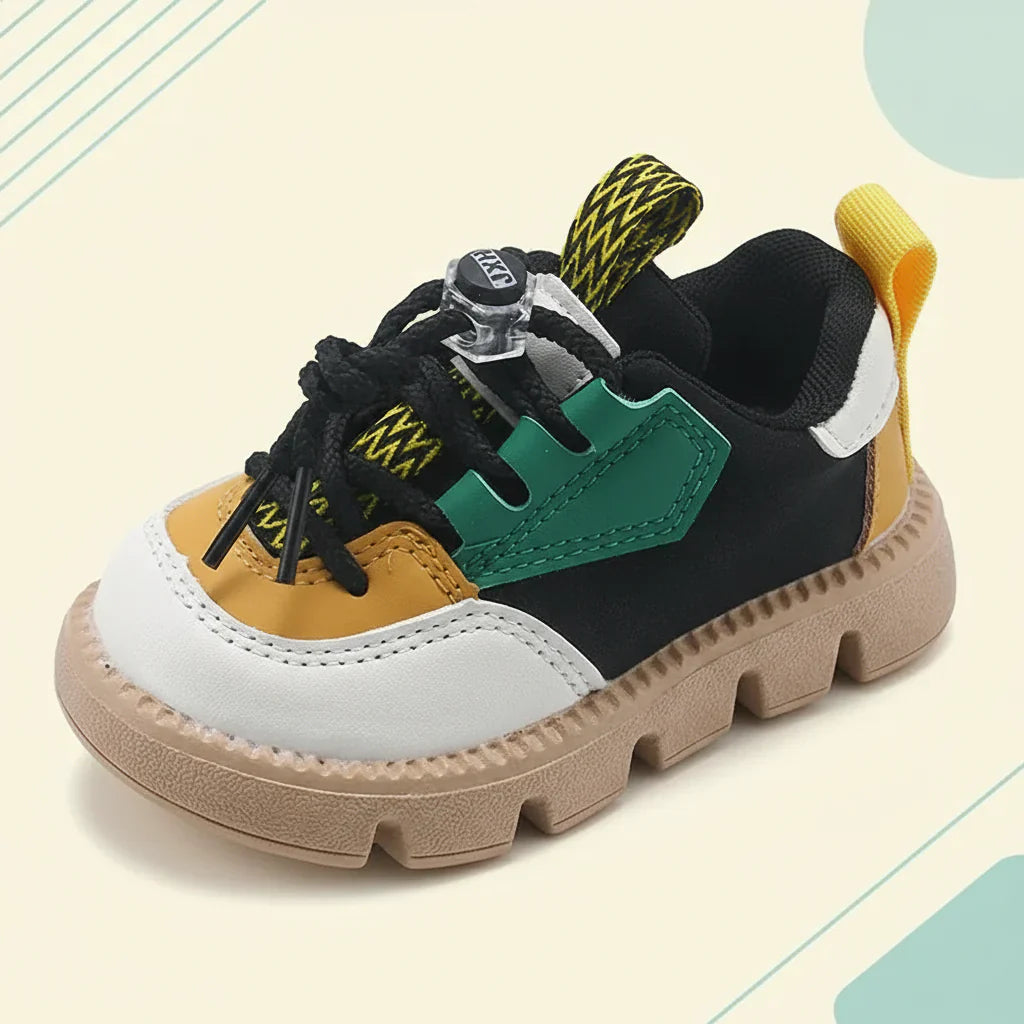 Multi-colored breathable toddler shoes, soft sole for first walkers, easy hook and loop design