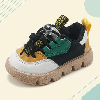 Multi-colored breathable toddler shoes, soft sole for first walkers, easy hook and loop design