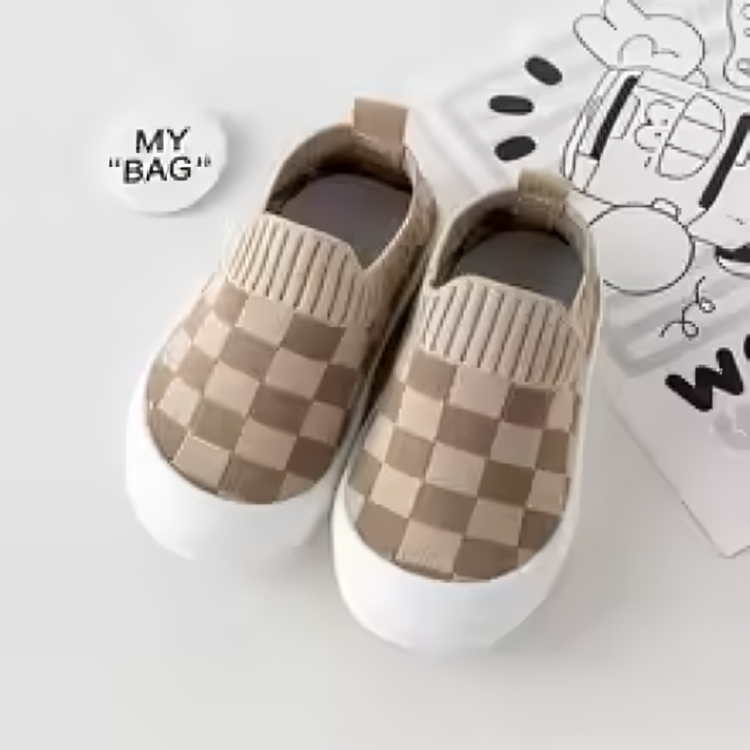 First steps toddler shoes: Flexible fabric slip-ons with a comfortable anti-slip sole.