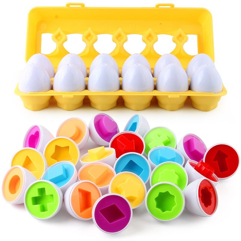 Toddler geometric educational matching eggs toy for Montessori preschool learning, developing fine motor skills