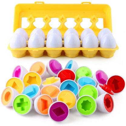 Toddler geometric educational matching eggs toy for Montessori preschool learning, developing fine motor skills