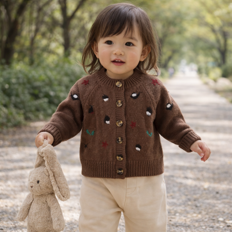 Autumn fashion girls' cartoon sweater, a warm wool blend knitwear piece for toddlers