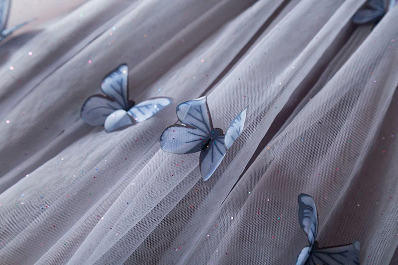 Toddler fashion: Princess butterfly dress with floral embroidery, a charming choice for summer.