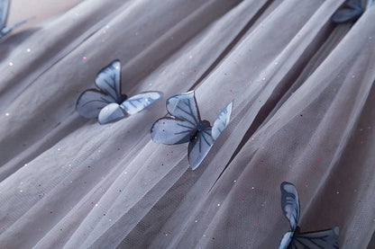 Toddler fashion: Princess butterfly dress with floral embroidery, a charming choice for summer.