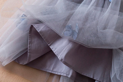 Summer princess party dress for toddler girls, featuring adorable butterflies and exquisite floral detail.