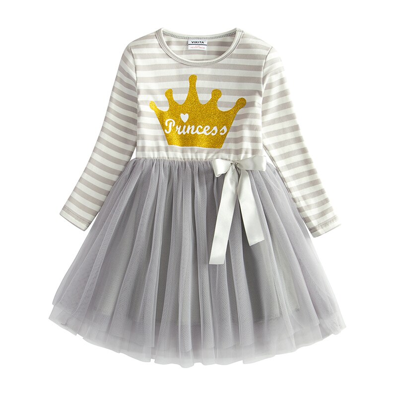 Festive snowflake print on a girls' long sleeve mesh dress, embodying Christmas spirit.