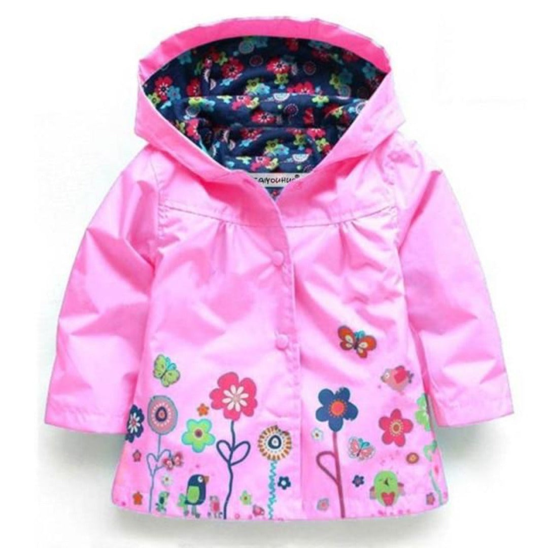 Toddler girl's floral print windbreaker hoodie jacket, lightweight & stylish for spring/fall
