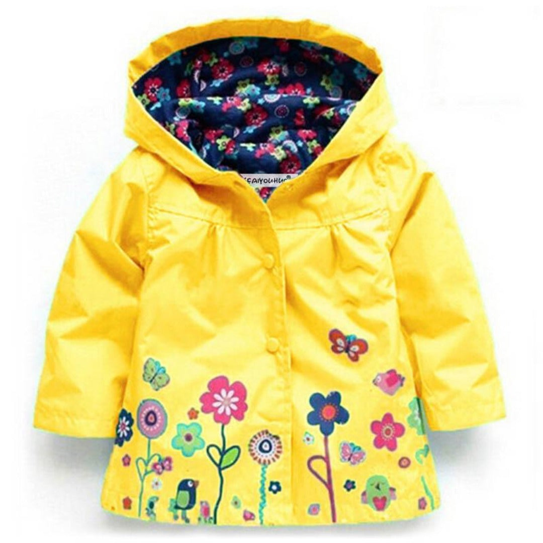 Toddler fashion: floral print polyester cotton hoodie jacket for girls, spring/fall coat