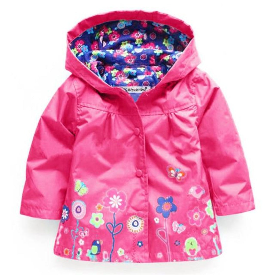 Floral print hooded jacket for toddler girls, a lightweight & durable fall outerwear option