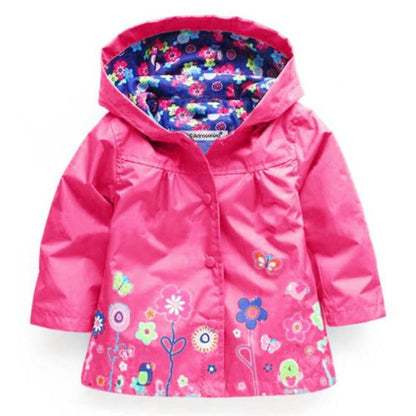 Floral print hooded jacket for toddler girls, a lightweight & durable fall outerwear option