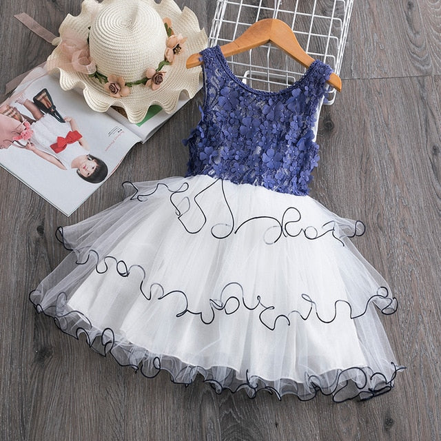 Toddler girl's floral ruffle tutu dress, elegant sleeveless party outfit with pink flowers
