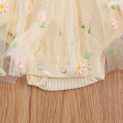 Toddler girl's autumn knit romper, showcasing cute princess-inspired design.