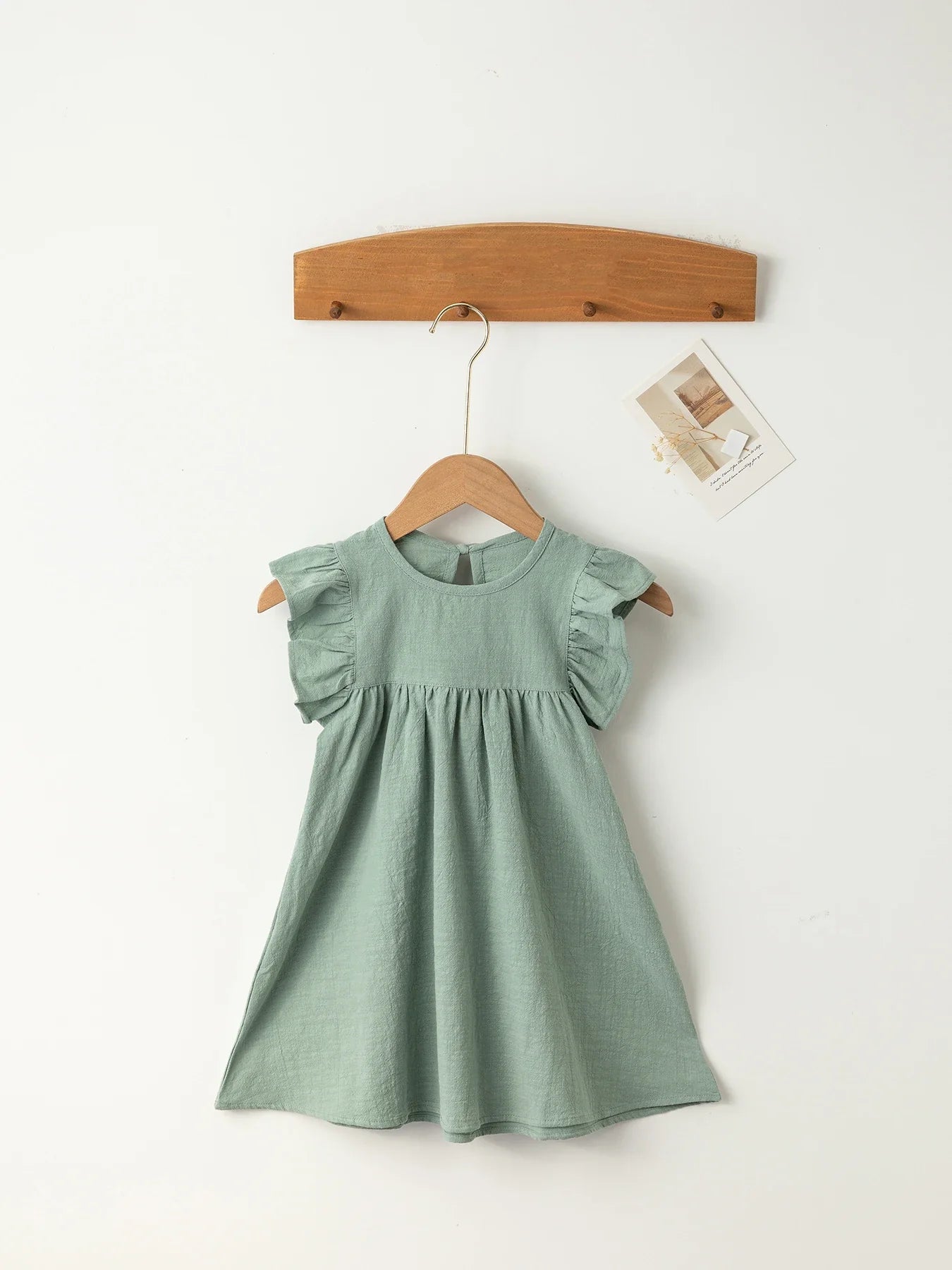 Boho-chic girls' cotton tie-back overall dress, knee-length for summer play