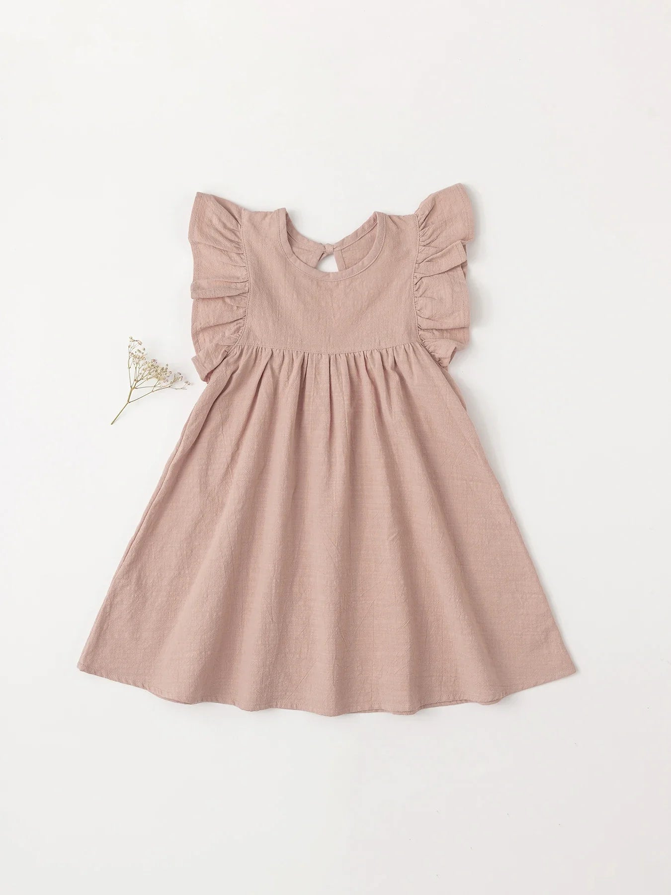 Forest green cotton tie-back overall dress for girls, comfortable summer casual look