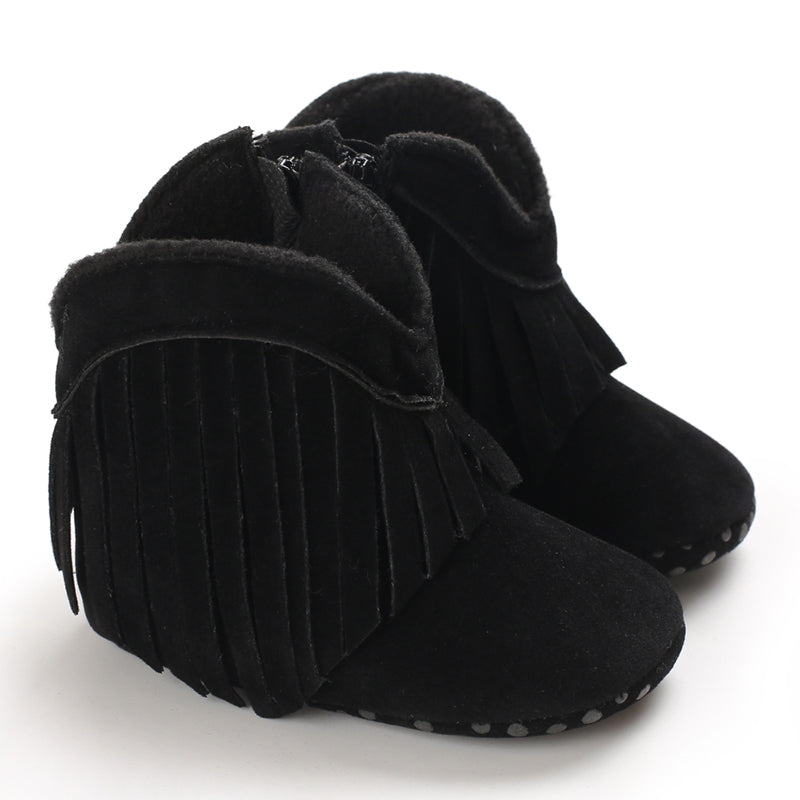 Yellow fringe cowboy boots for toddlers, a cheerful addition to any girl's western wear.
