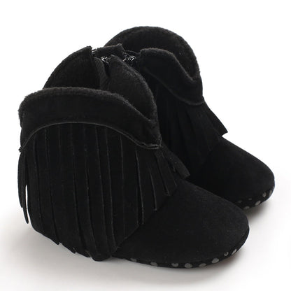 Yellow fringe cowboy boots for toddlers, a cheerful addition to any girl's western wear.