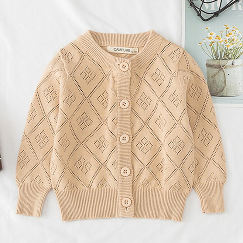 Girls' knitted plaid button sweater, essential cozy outerwear for young children