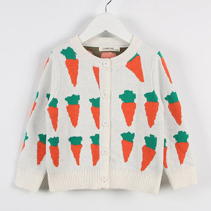 Girls' cotton plaid knitted sweater, perfect for layering during fall and winter