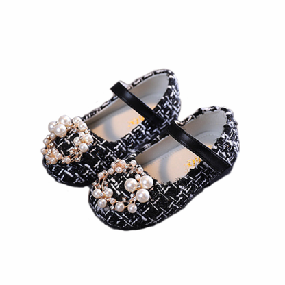 Plaid and pearl decorated sandals for toddlers, designed for baby accessories & kid's style.