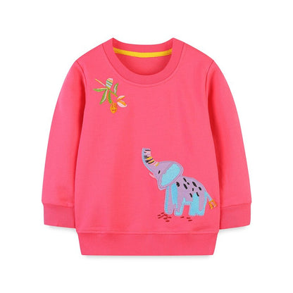 Childrens apparel: long-sleeve rainbow unicorn print sweater for girls, soft and warm cotton blend