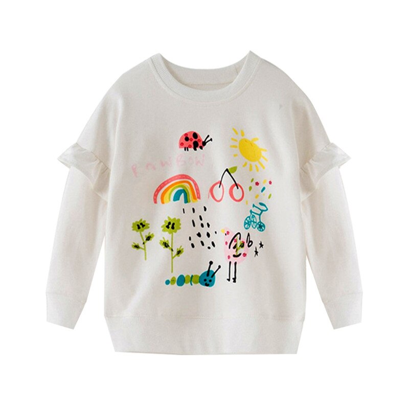 Girls' long-sleeve pullover sweater with vibrant rainbow unicorn print, perfect kids fashion
