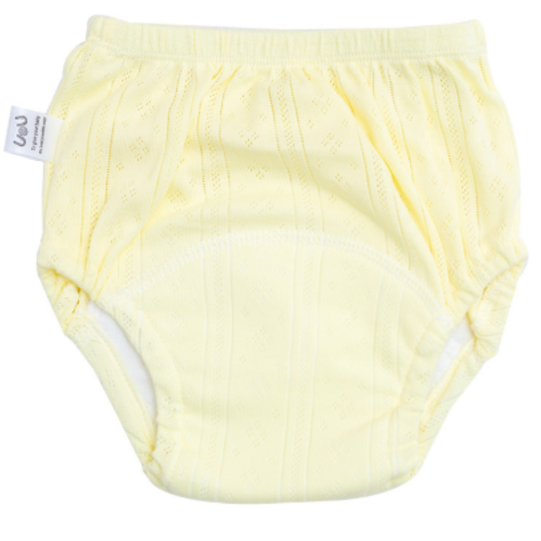 Collection of gender-neutral washable cotton potty training pants with fun animal prints, kids apparel.
