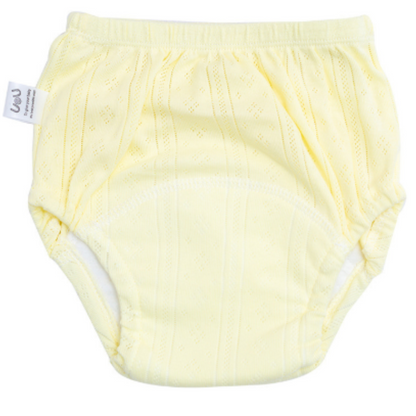 Collection of gender-neutral washable cotton potty training pants with fun animal prints, kids apparel.