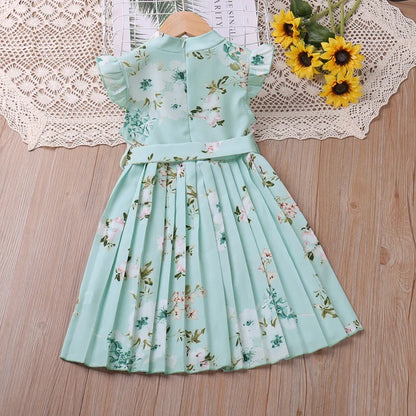 Girls' summer clothing set including a comfortable bow print tunic and stretch leggings.