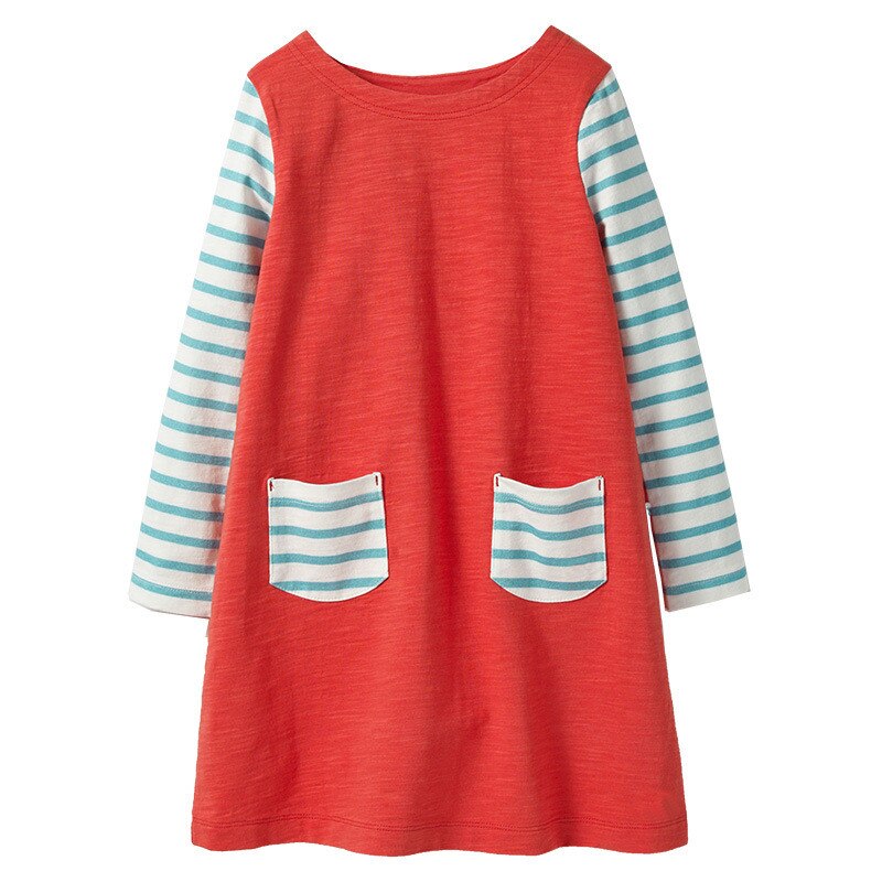 Practical and durable racing horse print long sleeve cotton dress for toddler girls. Daily wear.