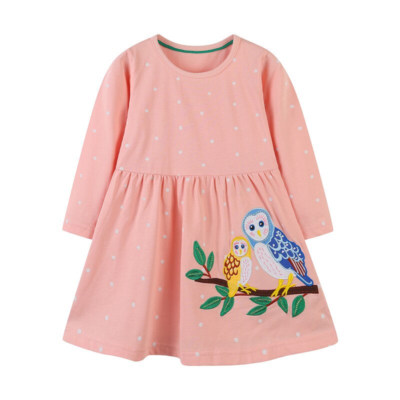 Girls' long sleeve dress, toddler size, adorned with an exciting racing horse pattern.
