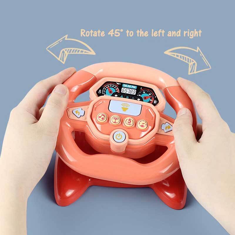 Educational kids' driving wheel toy with lights and sounds for children's entertainment.