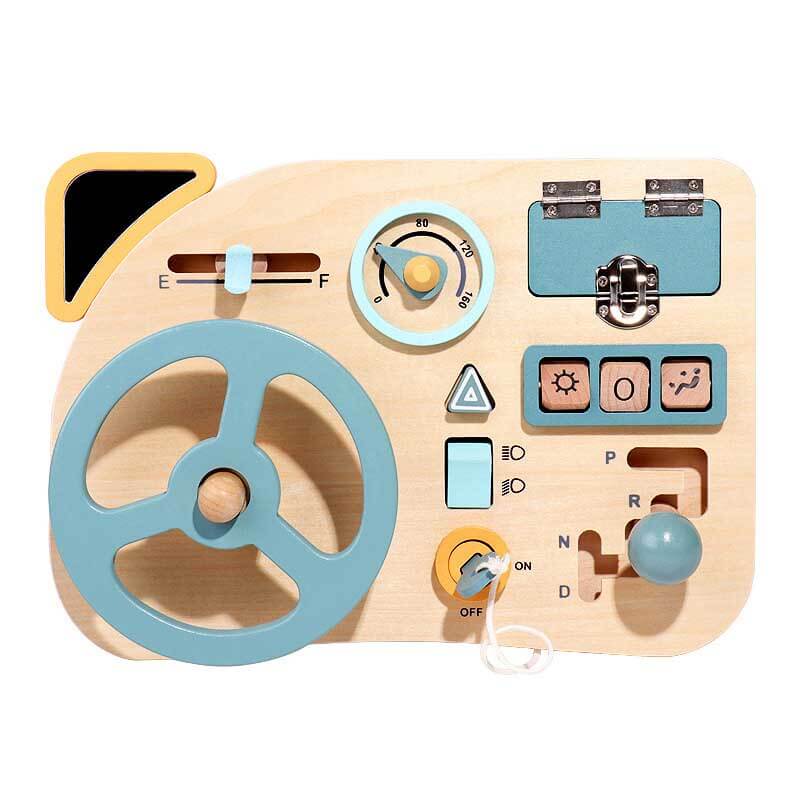 Pretend play wooden steering wheel toy designed for toddlers, an engaging educational sensory toy.