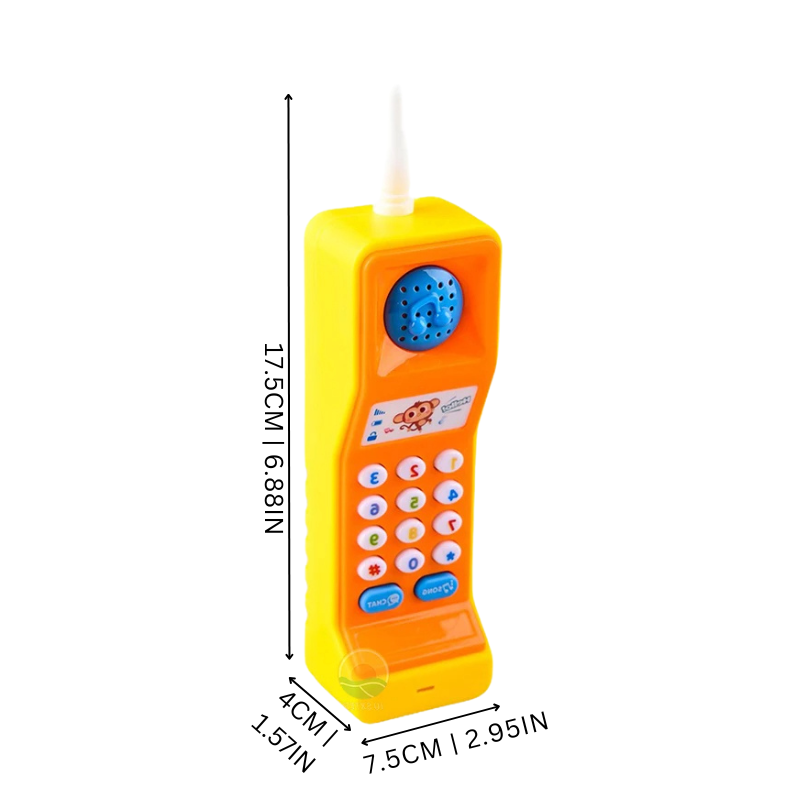 Kids' educational musical phone toy with colorful buttons and flashing lights for pretend play
