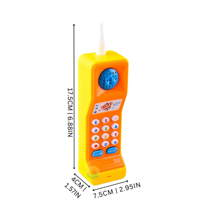 Kids' educational musical phone toy with colorful buttons and flashing lights for pretend play