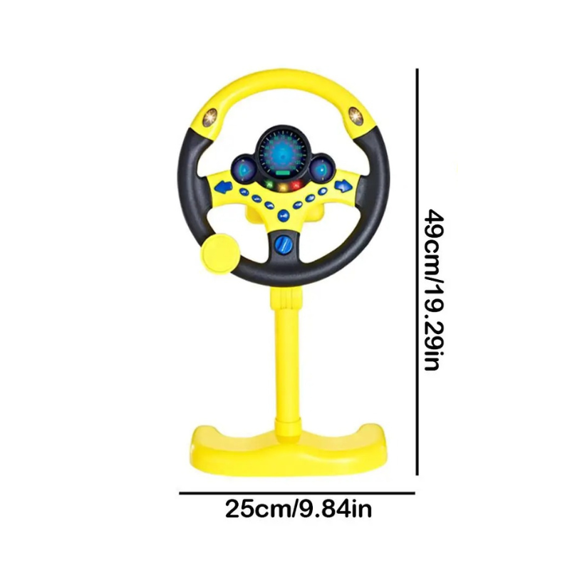 Kids' educational driving wheel toy, a developmental activity with buttons and steering for imaginative play.
