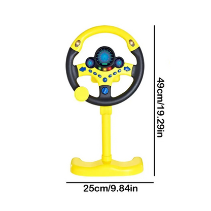 Kids' educational driving wheel toy, a developmental activity with buttons and steering for imaginative play.