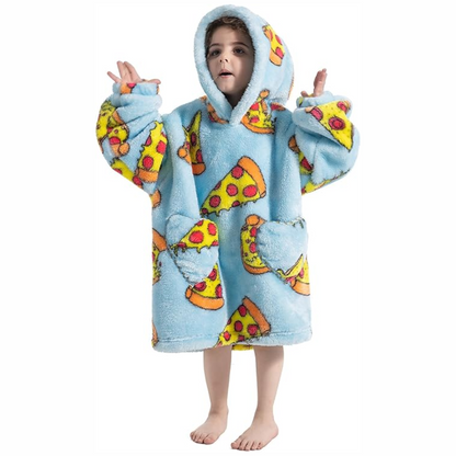 Toddler hooded blanket with sleeves & pockets, ideal baby accessory for cold weather, Sherpa fleece