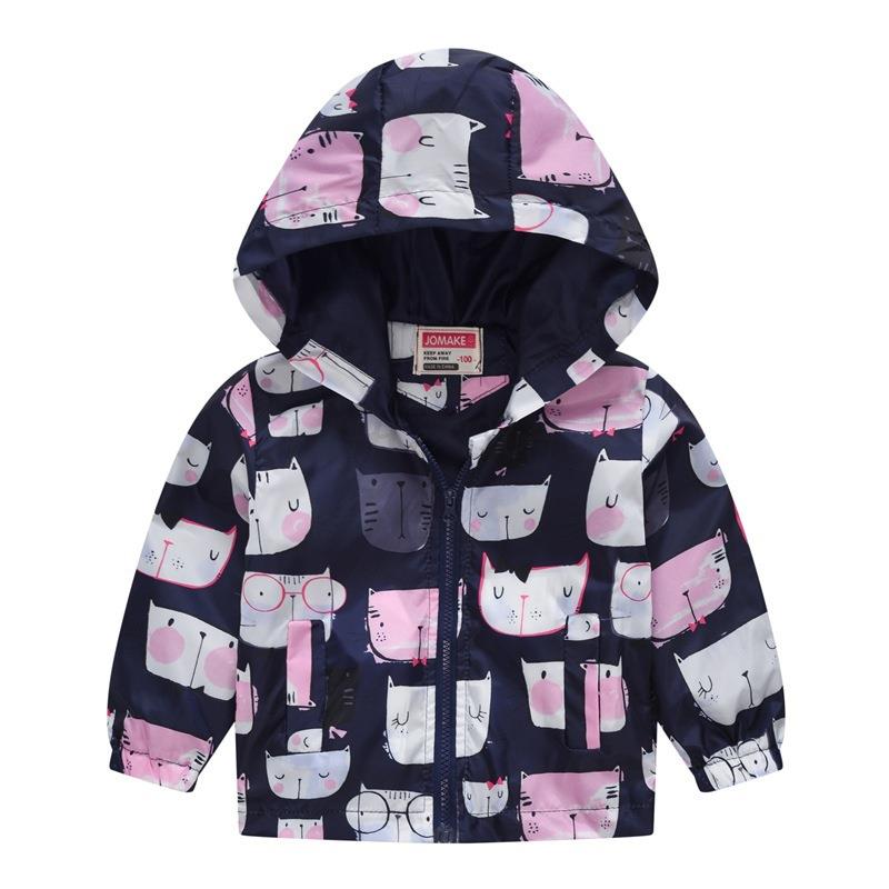 Back view of a children's floral windbreaker jacket with hood, ideal for toddler spring clothing.