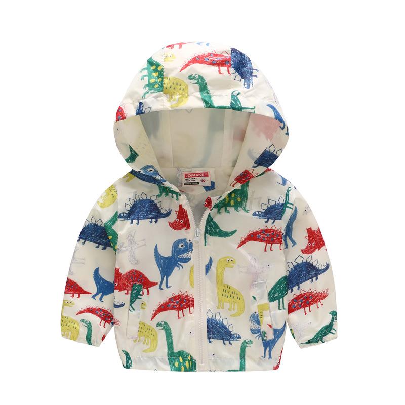 Hood detail of a floral children's windbreaker jacket, protective and stylish playwear for kids.
