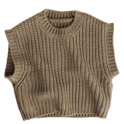 Comfortable and durable knitted cotton sweater for kids, perfect for fall adventures.