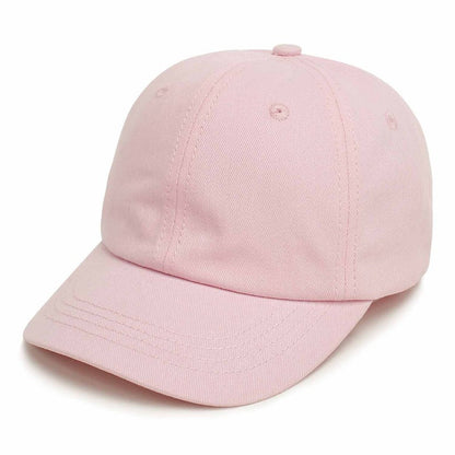 Stacked cotton baseball caps for toddlers, showing different sizes, infant headwear