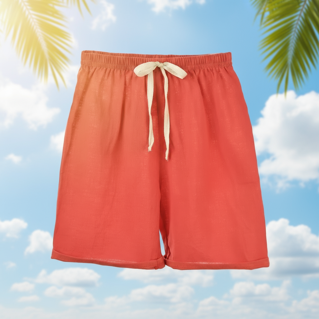 Light blue cotton-linen shorts for boys, with a relaxed fit for summer play.