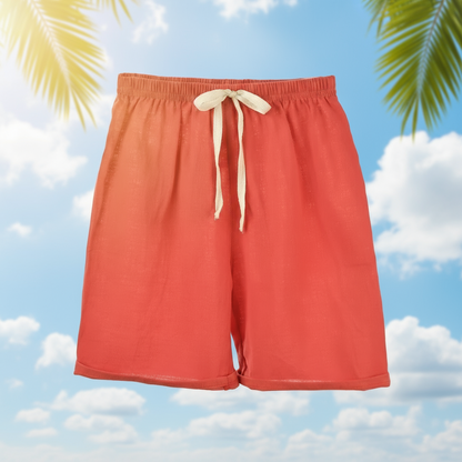 Light blue cotton-linen shorts for boys, with a relaxed fit for summer play.