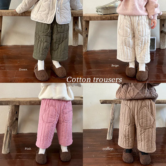 Toddler in comfortable, elastic waist cotton harem pants, perfect for spring/autumn wear.