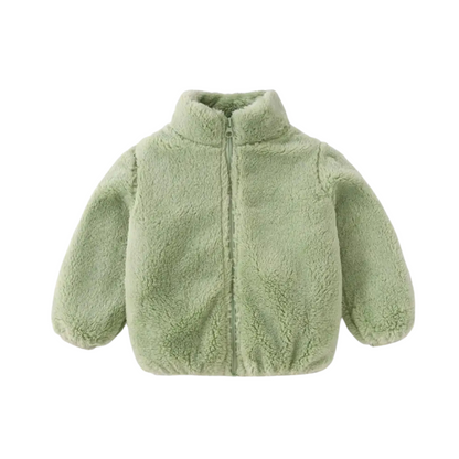Cozy and warm Plush Fleece Winter Jacket with Hood, perfect for keeping toddlers comfortable outdoors.