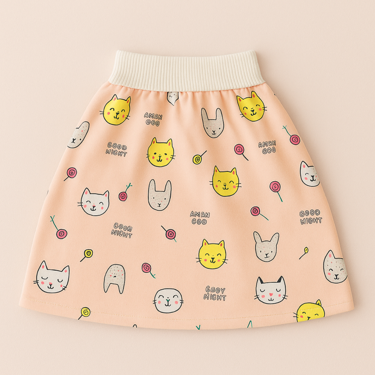 Soft cotton reusable potty training skirt, designed for easy pull-up