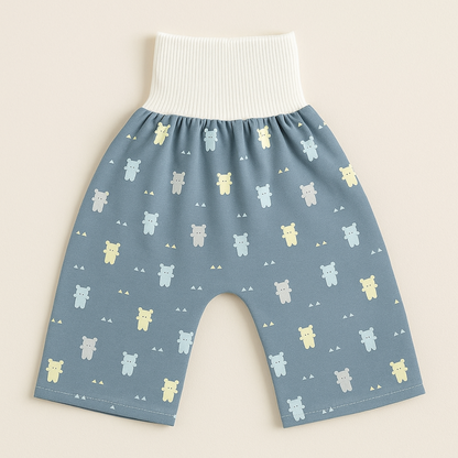 Baby's bottom in absorbent reusable potty training pants, side view